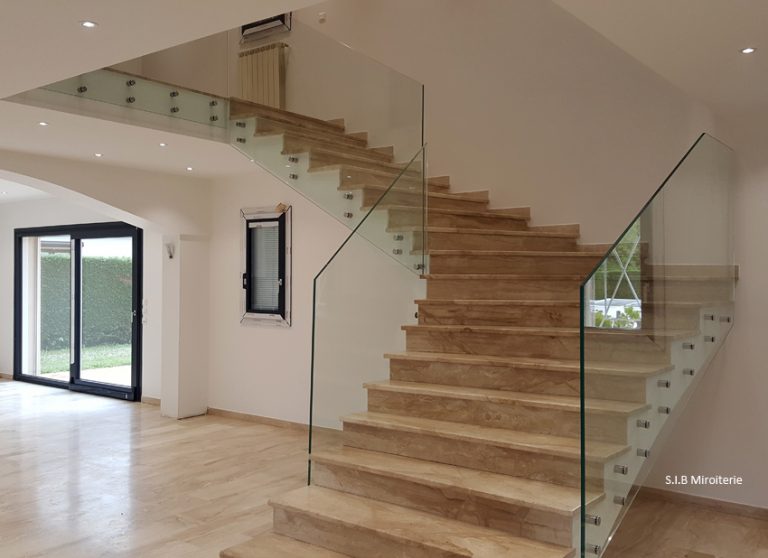 Garde-corps verre sur pièces inox 06