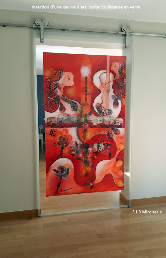 Porte en verre isertion du oeuvre d&rsquo;art 01